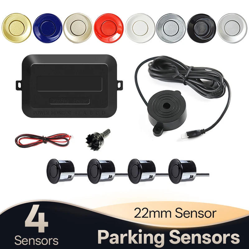 

Комплект датчиков парковки Hippcron: радар заднего хода с звуковым оповещением, 4 датчика, 22 мм, 12 В, универсальный