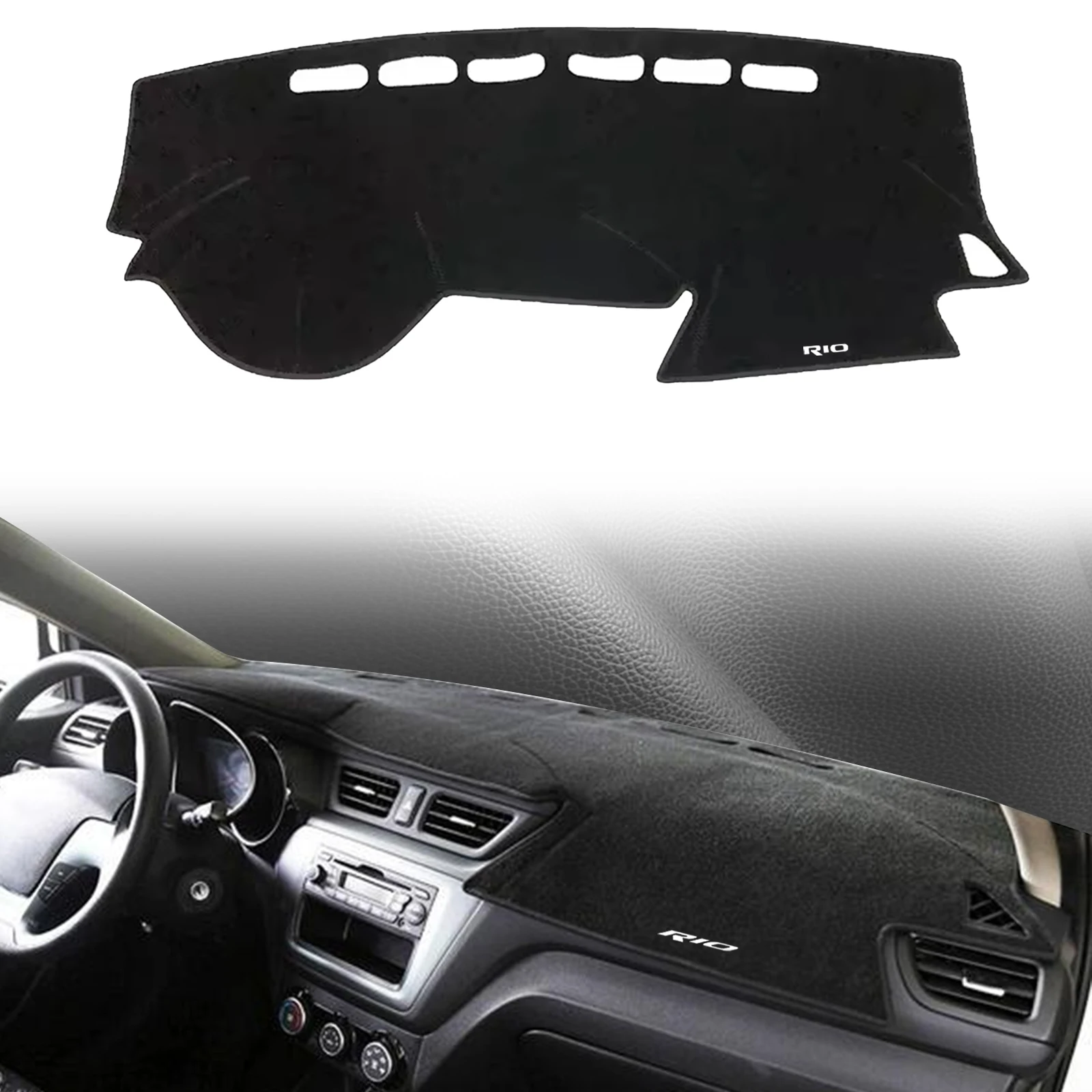 

fit For Russia Kia Rio 3 2017-2012 LHD Dashmat Dashboard Cover Pad DashMat Sunshade Protective Carpet Car Leather Accessories