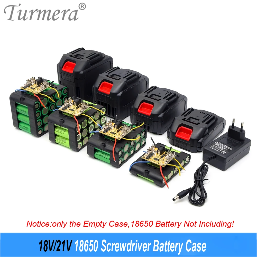 Turmera 18V 21V Screwdriver Battery Case 5X 10X 15X 20X 18650 Holder 5S 50A  Lomvum Zhipu Hongsong Jingmi For Makita 18V Battery