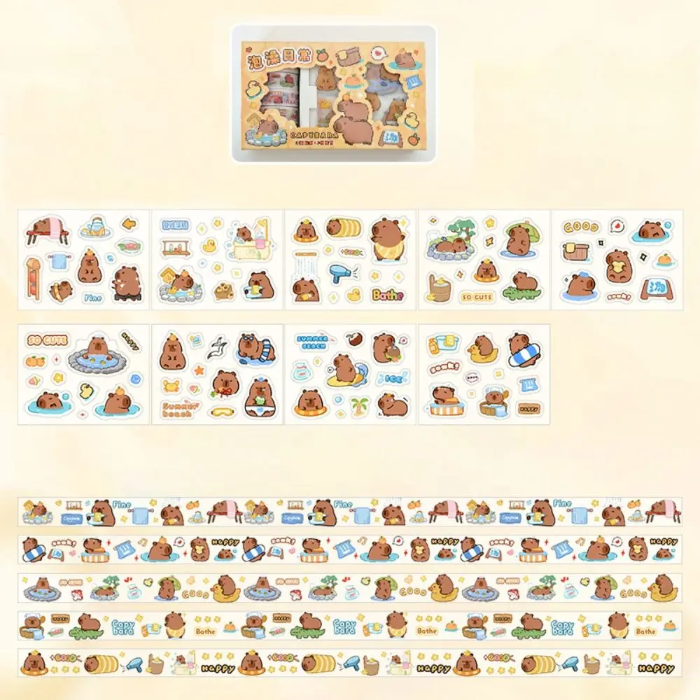 

4 Pcs/bag PET Kapybara Handbook Tape Set Cartoon Material Scrapbooking Capybara Handbook Stickers Stationery