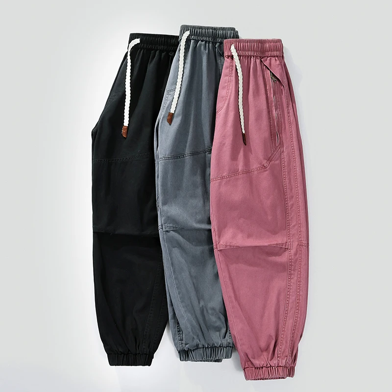 

Осенняя рабочая одежда больших размеров, повседневные брюки для мужчин, весенне-осенние свободные длинные брюки из чистого хлопка, красивые спортивные брюки, мужские брюки