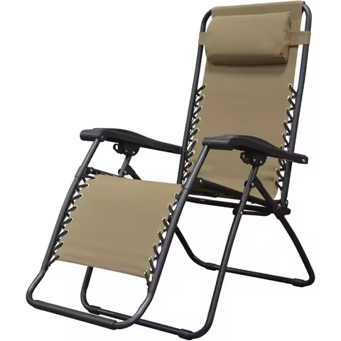 Sports Zero Gravity Outdoor Portable Folding Camping Lawn Deck Patio Pool Recliner Lounge Chair for Adults, Adjustable H