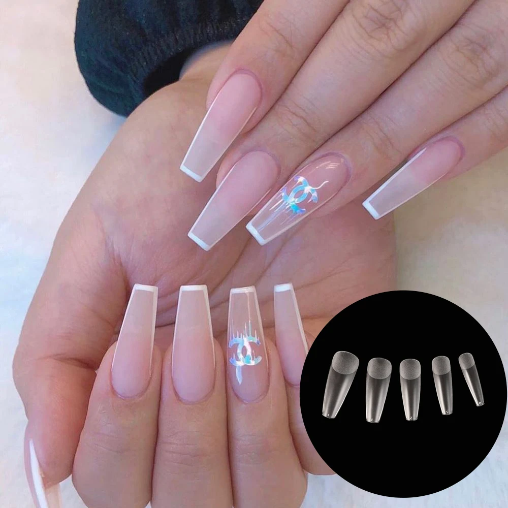 2024 New Matte Trapezoidal False Nails Classic Acrylic Design Press on Nails Fashionable Reusable Tough DIY Nail Art 120pcs