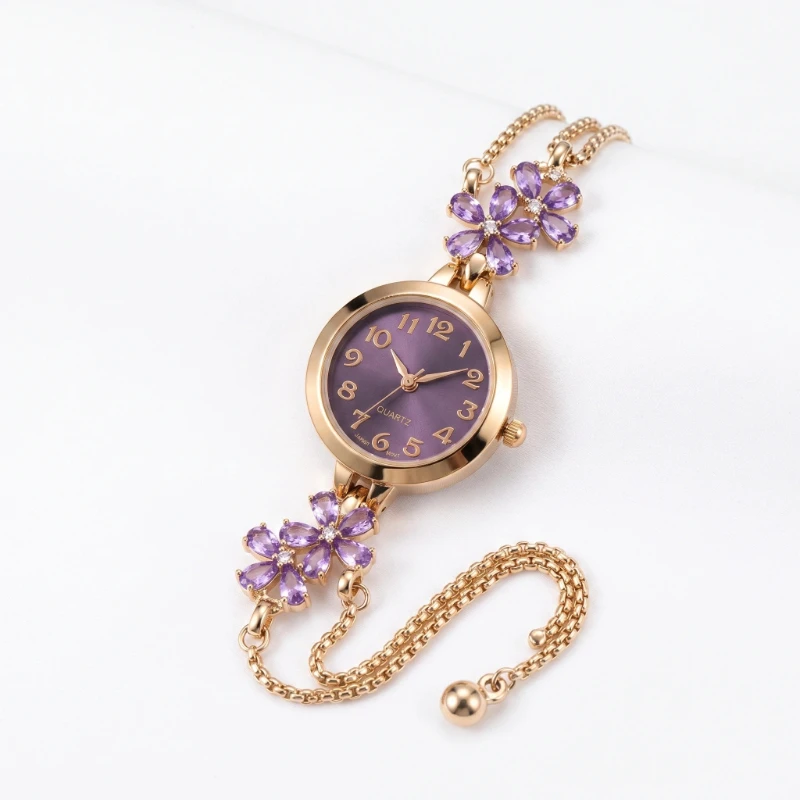 Fashion Women Rhinestone Bracelet Watch Multi Styles Heart Floral Cartoon Cat Dial Adjustable Slider Wristwatch Jewelry Gift