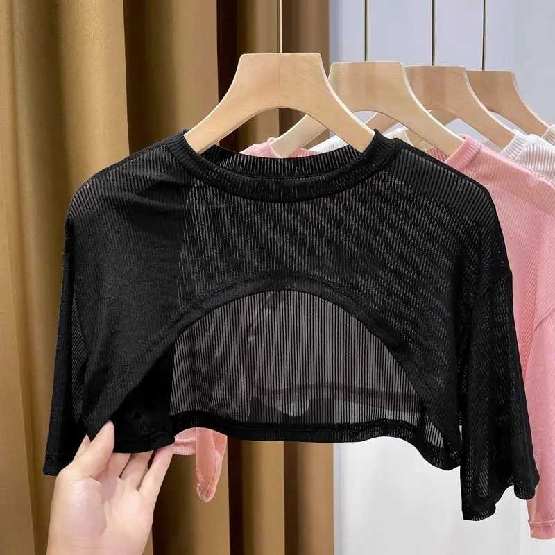

2025 New Threaded Ultra Short Navel Exposed Short Sleeve Visual Fashion Y2K Women's Top