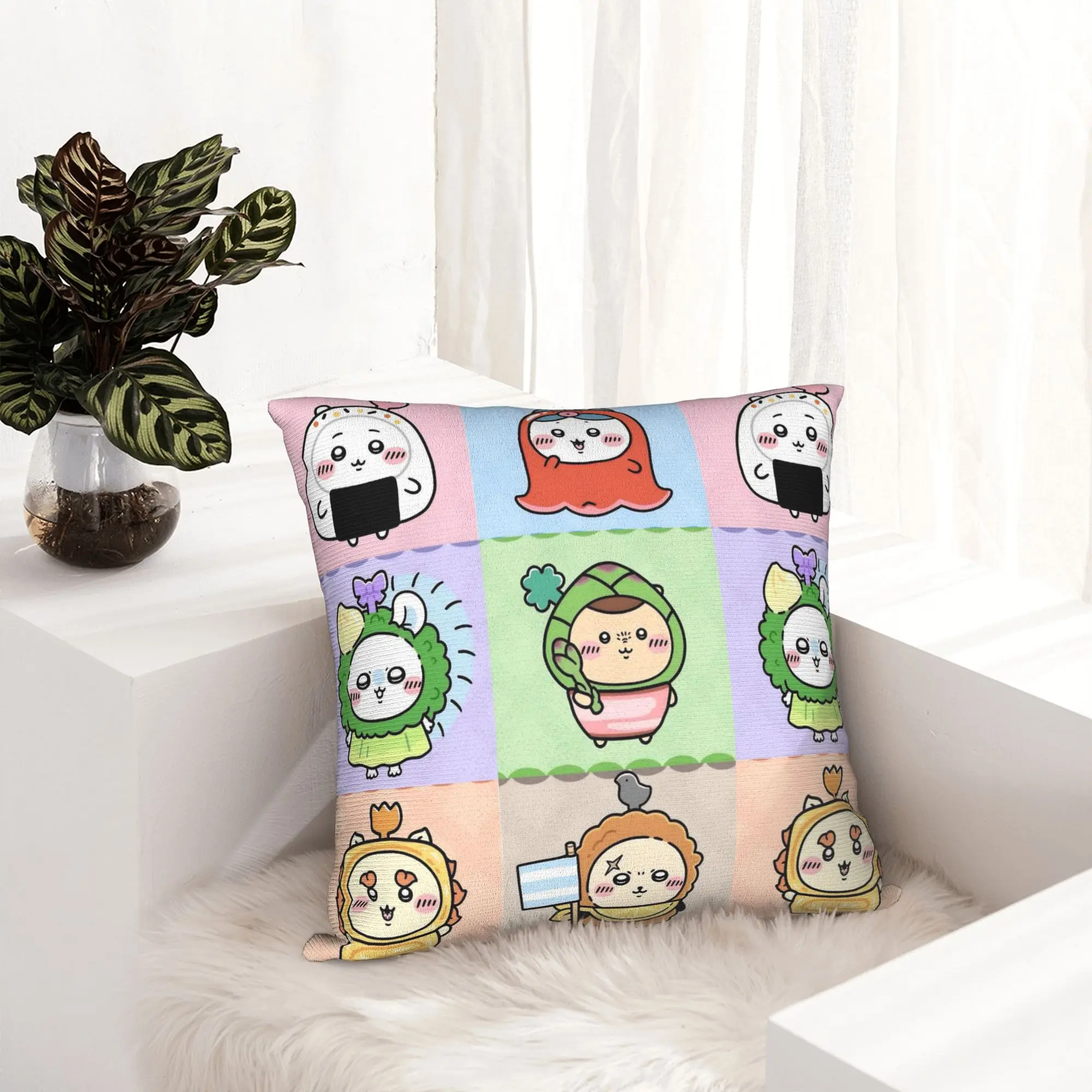 Chiikawas Hachiware Usagi Kawaii Anime Pillowcase Printed Polyester Cushion Cover Decoration  Pillow Case Cover Sofa Square