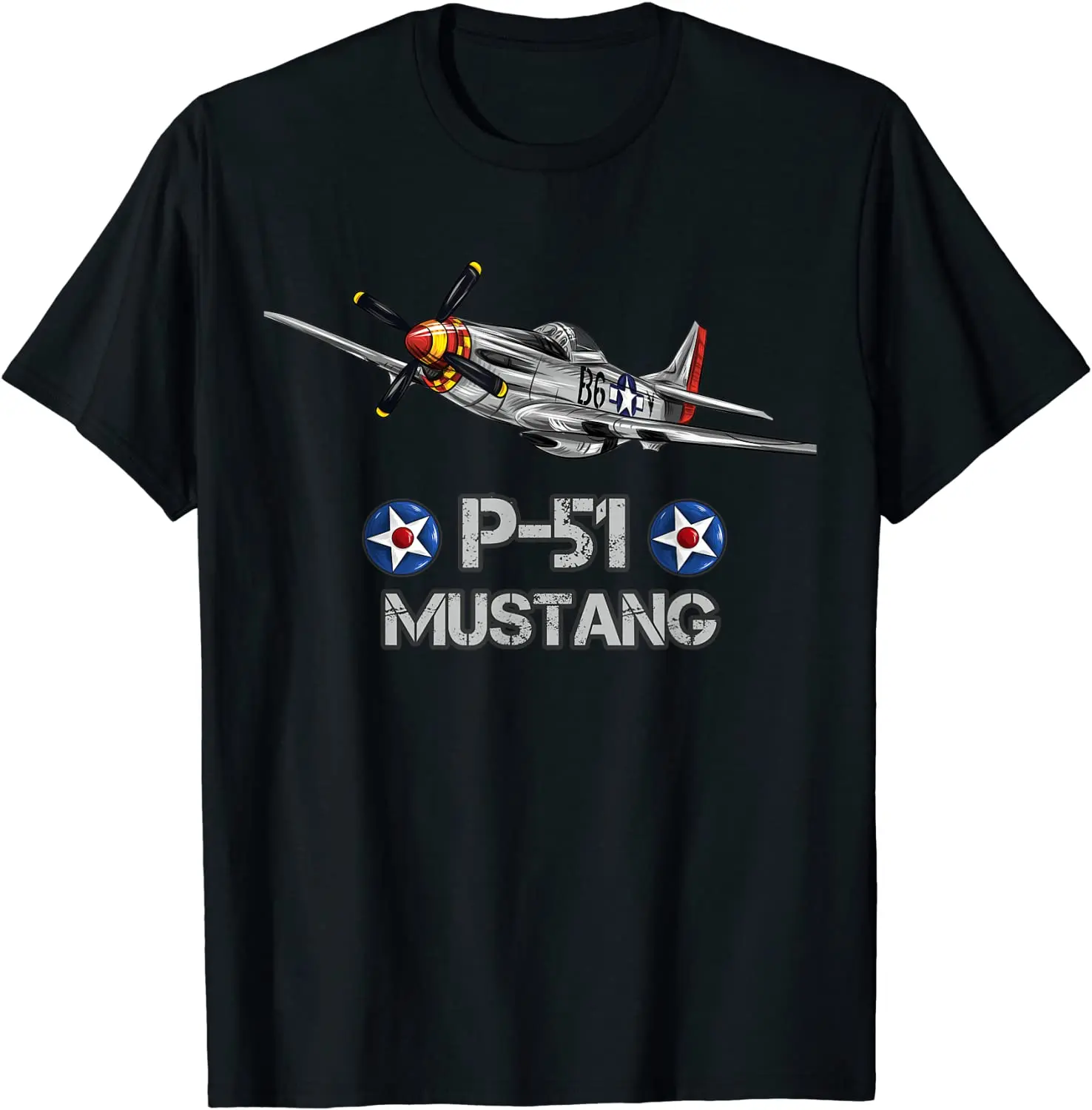 American World War 2 P-51 Mustang Fighter Airplane Men T-Shirt Short Casual 100% Cotton Shirts