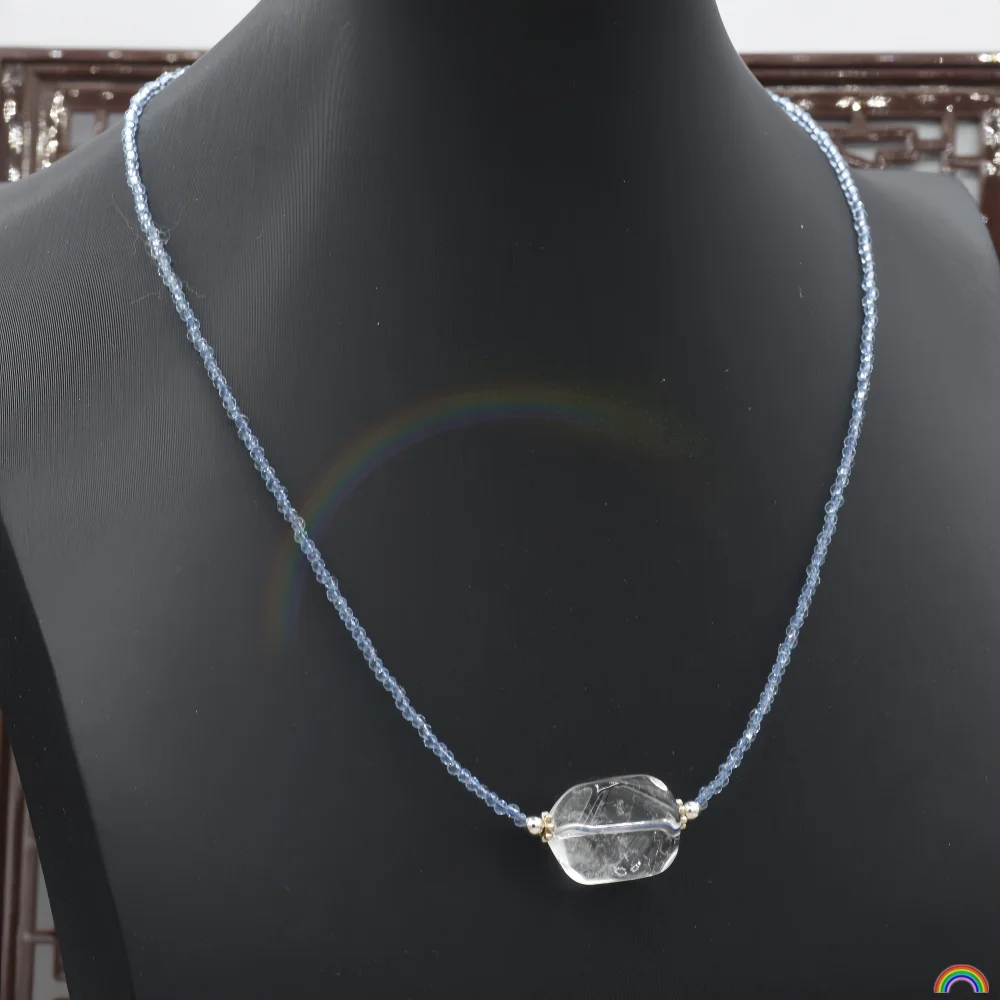 

Natural crystal 2mm paired with irregular crystal necklace, light luxury and simple collarbone chain, Rwbuy brand design