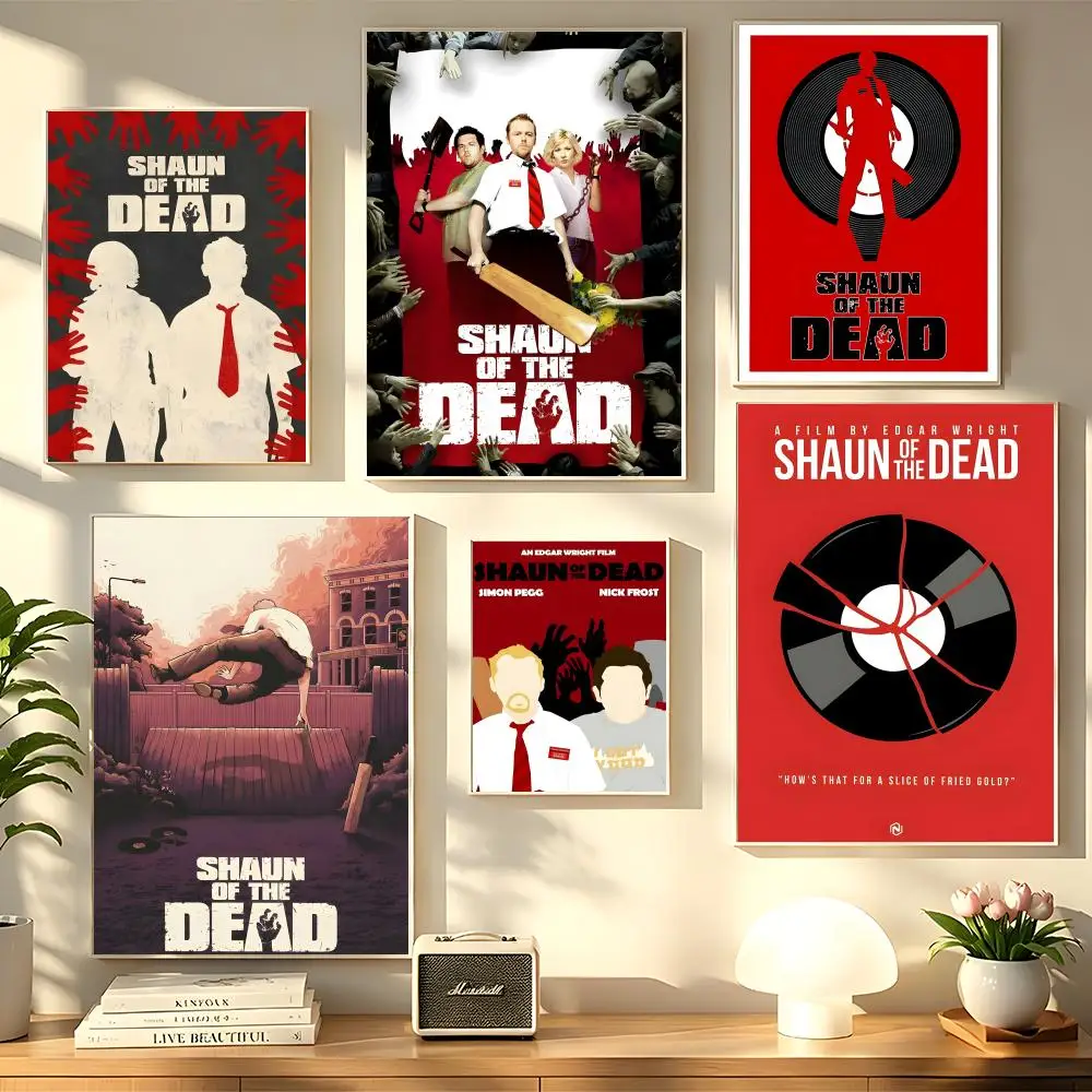 Póster de caligrafía con pintura de S-Shaun of the Dead-MT, película de terror y comedia, arte adecuado para sala de estar, dormitorio, bar, salón, hogar
