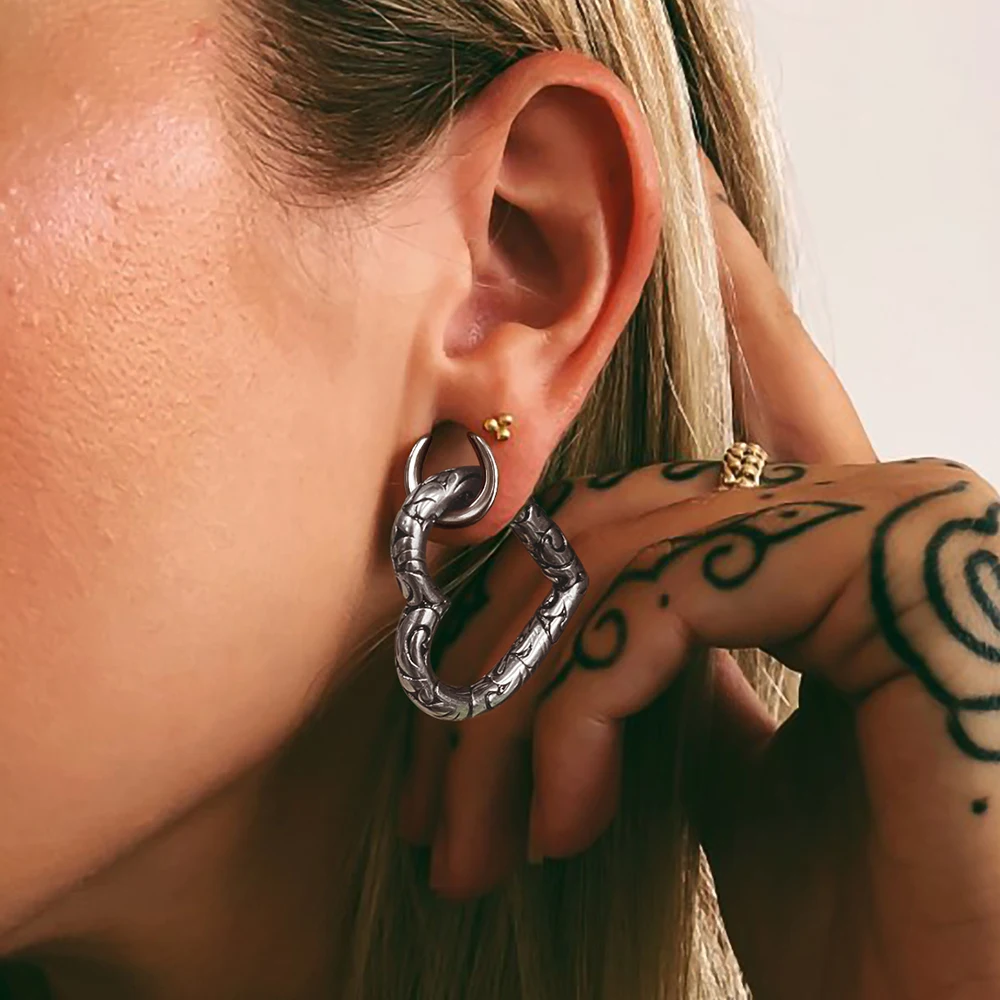 Giga 1/2Pcs 5mm(4g) Heart Stainless Steel Ear Weights Hanger Gauges Expander Magnetic Ears Stretcher Piercing Body Jewelry Punk