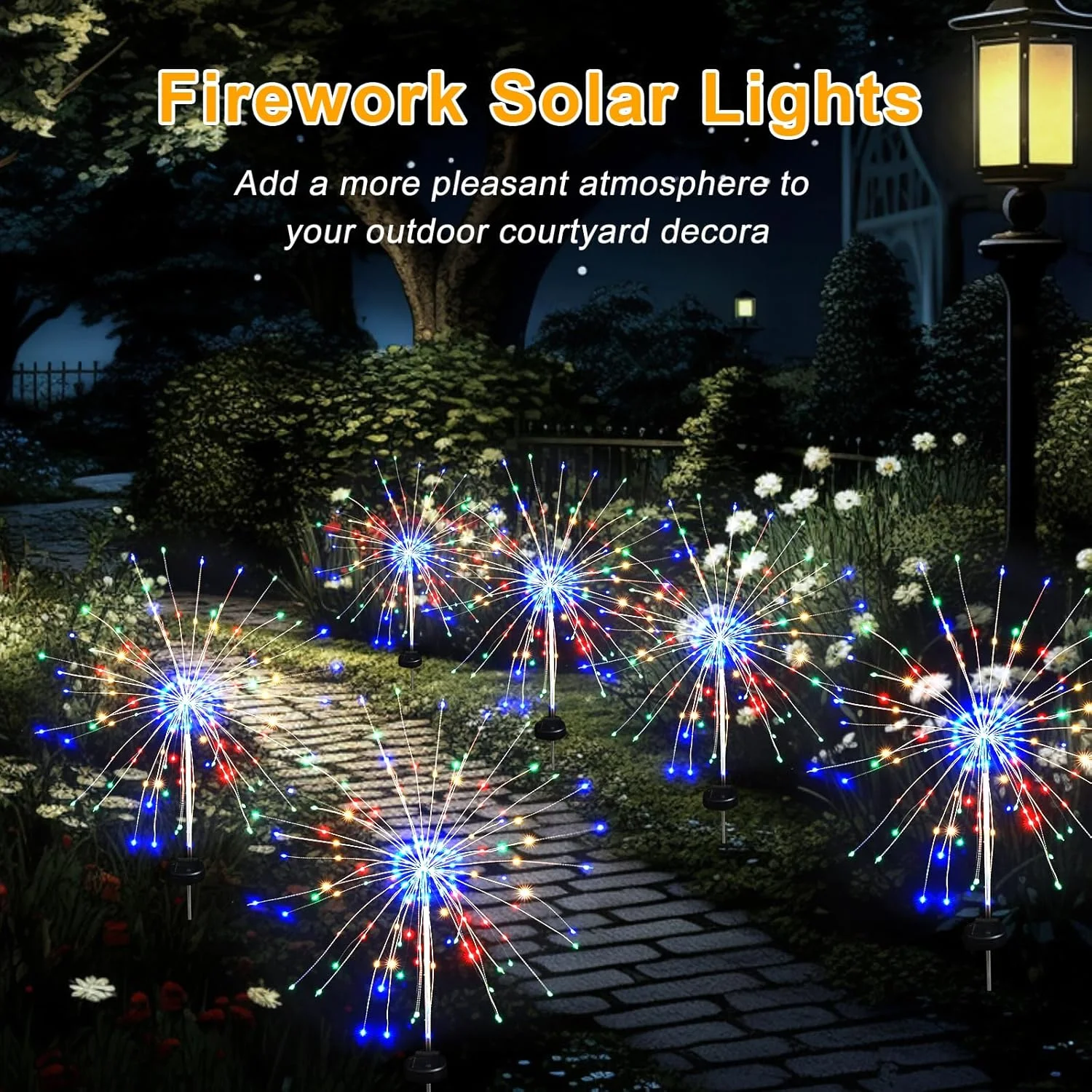 1PC 90/120/150 LED Solar Garden Fireworks Lights 8 Lighting Modes Lawn Lights Suitable For Festive Party Yard  Pathway Decor