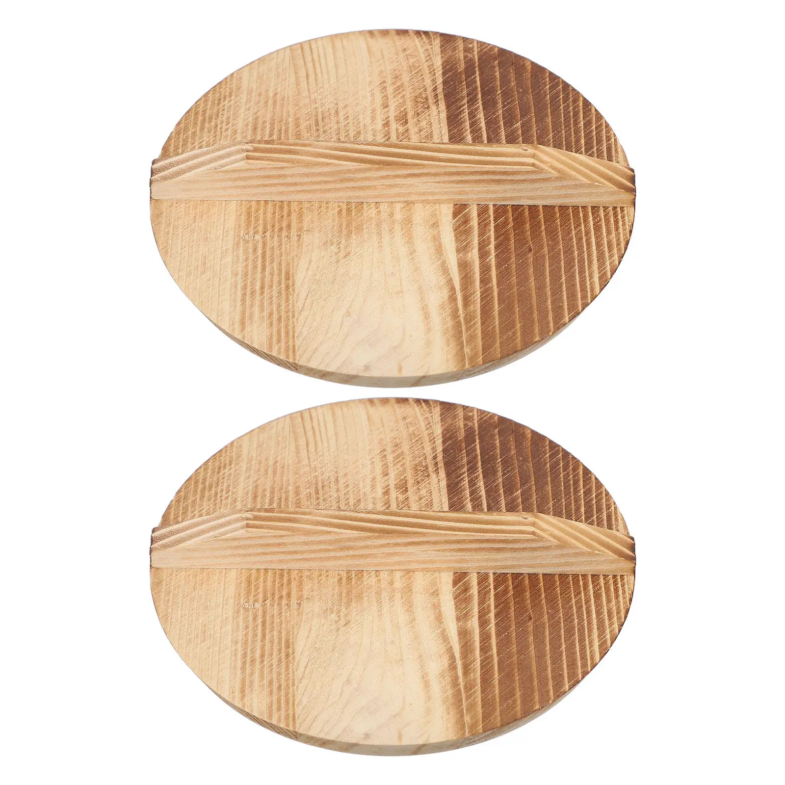 2Pcs 12.5cm Round Wood Lids Mini Wooden Pot Lid Replacement Compatible with Glass Bowls Instant Noodle Containers Heat Resistant