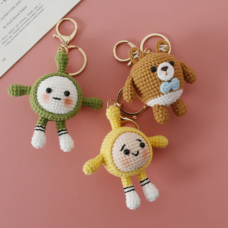 Creative Handcrafted Cartoon Egg Doll DIY Yarn Hook Woven Key Bag Boutique Pendant