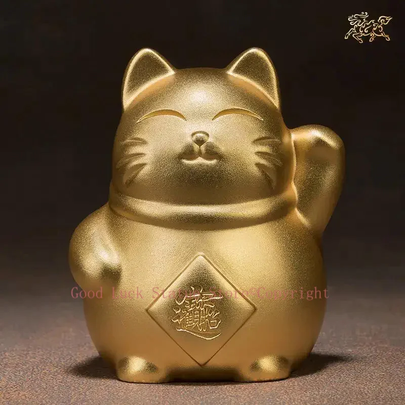 

High grade gift present # HOME CAR Geomantic Mascot Bring good luck Recruit wealth Gold Lucky Cat Fortune cat copper statue