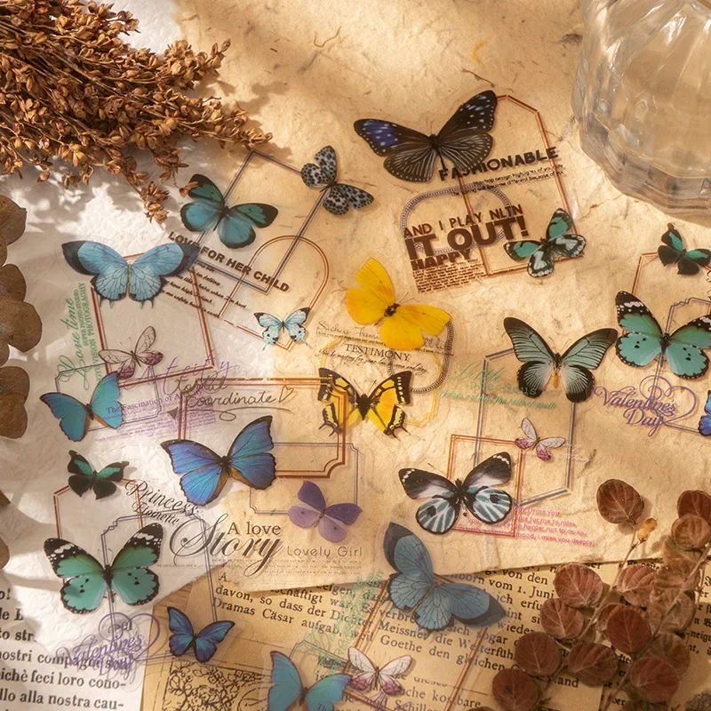 Autocollant papillon coloré en PVC pour scrapbooking, étiquette de sceau d'emballage cadeau bricolage, étiquette de décoration, style de mot stimulant, 30 pièces