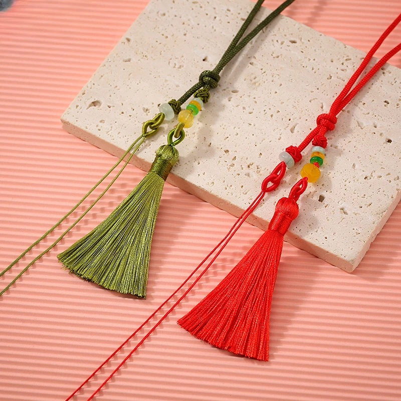 2pcs/Lot Handheld Rope Car Tassel Hand-woven Diy Short Agate  Bag Hanging  Bookmark