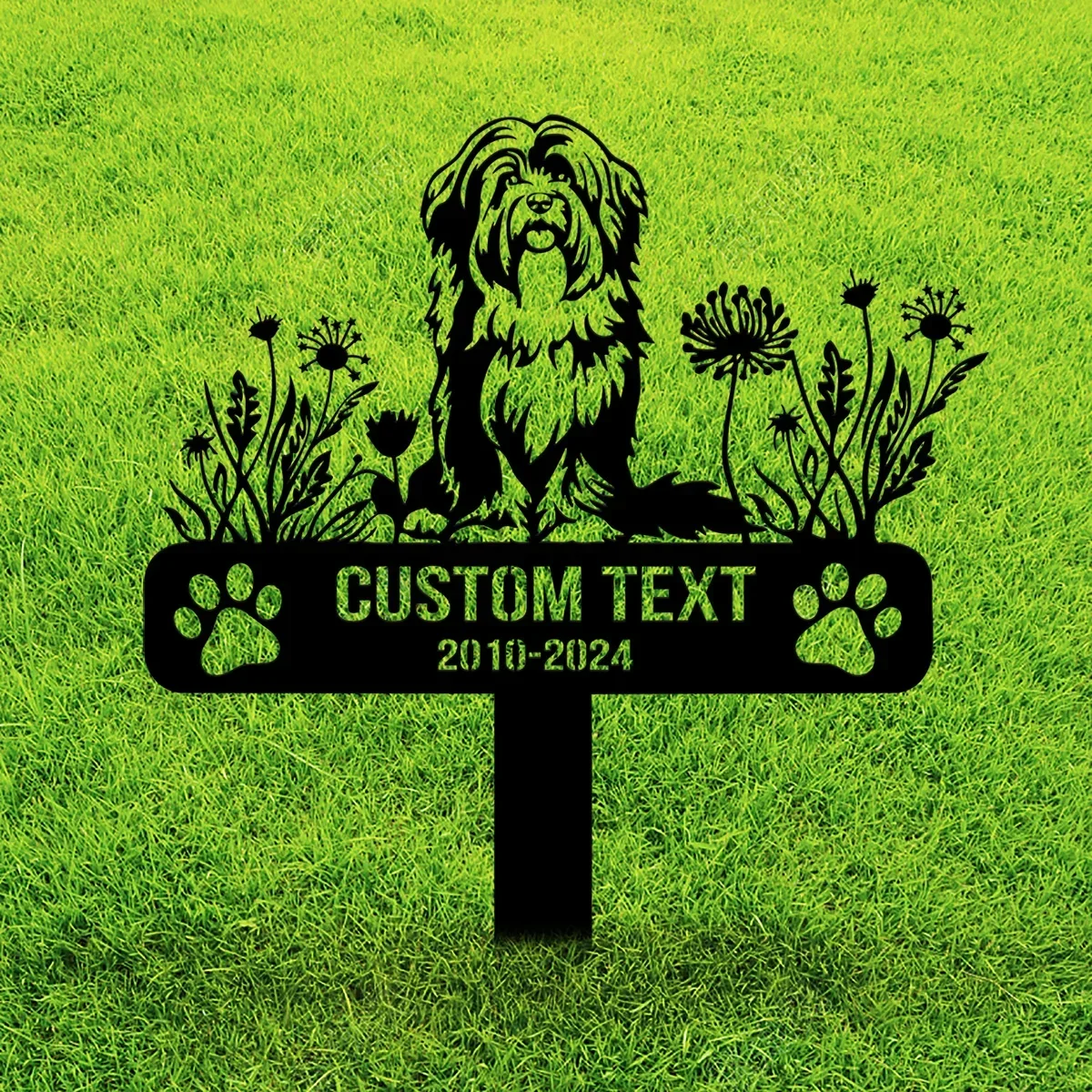 Custom Tibetan Terrier Dog Memorial Stake: A Sentimental Pet Outdoor Stake, Beautiful Metal Sign for Your Garden Yard.