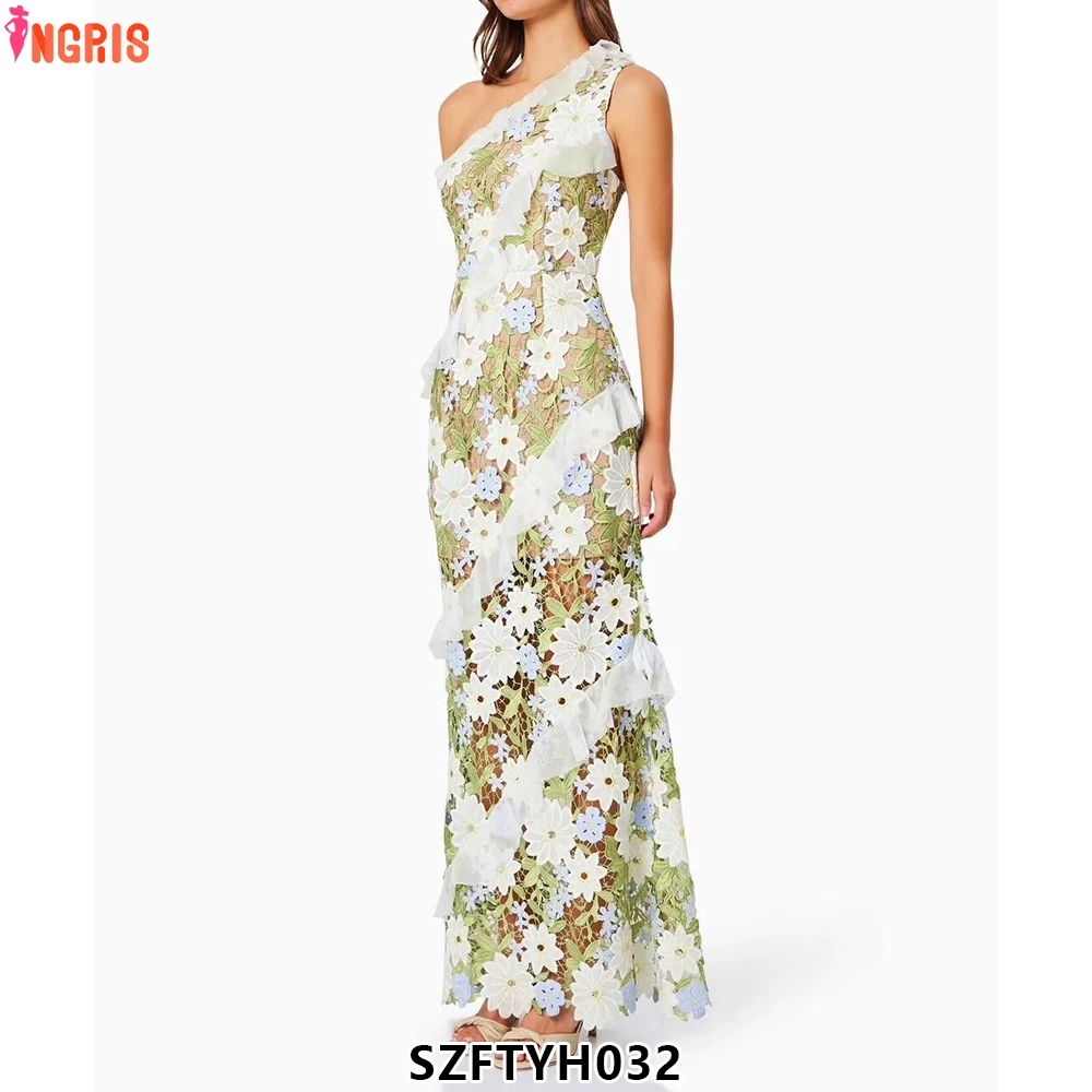 ハイエンド多用途キャミソールドレス 2025 春水溶性中空刺繍立体フラワードレス-SZFTYH032