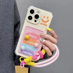 Smile 3D Candy Beans Card Bag Hang Case for Samsung Galaxy S24 Ultra S22 S23 Plus S20 S21 FE A55 5G A54 A53 A52 A35 A23 A24 A33