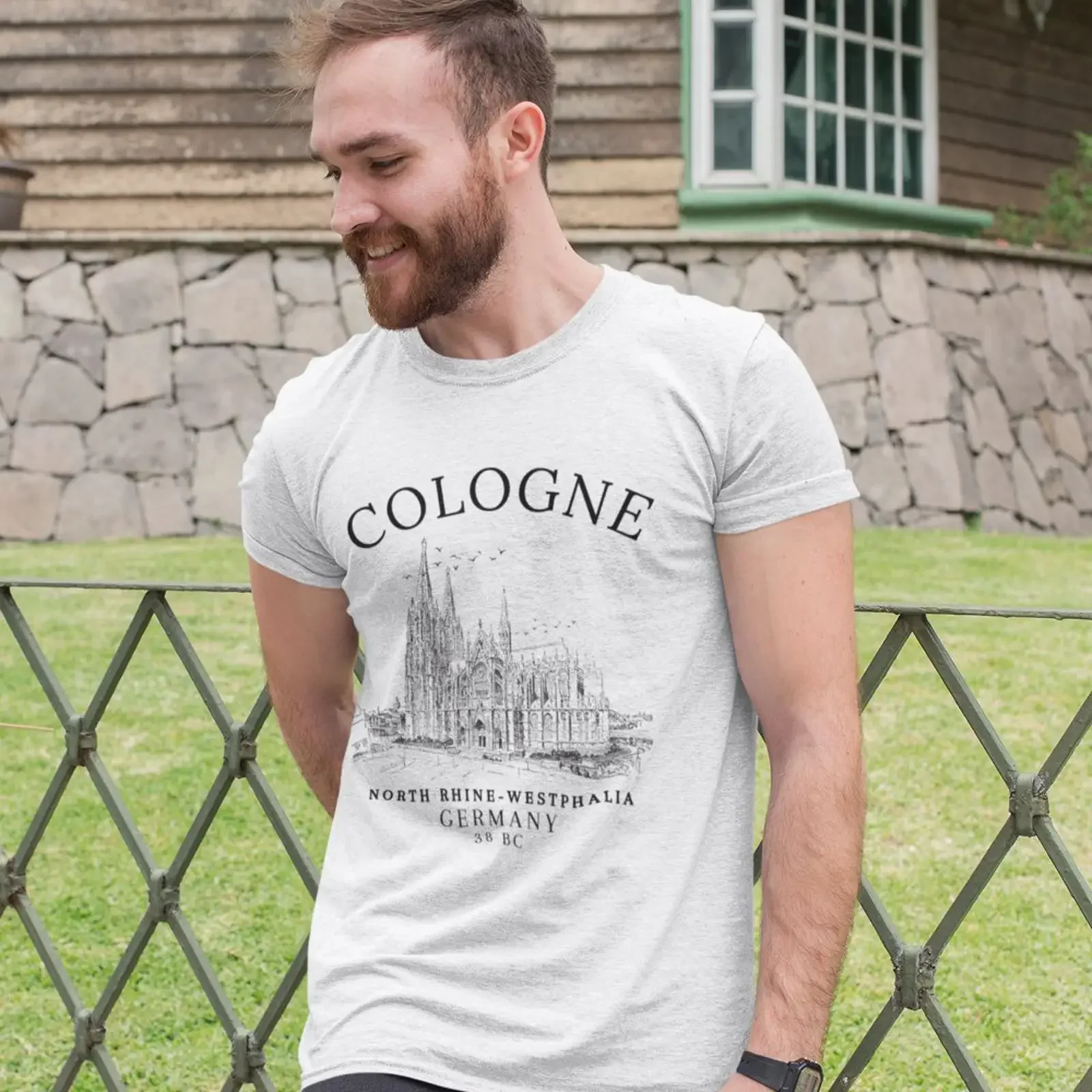 Cologne Cathedral Germany Vintage Landscape T Shirt vintage Washed Versatile homme streetwear Unisex Soft designer clothes
