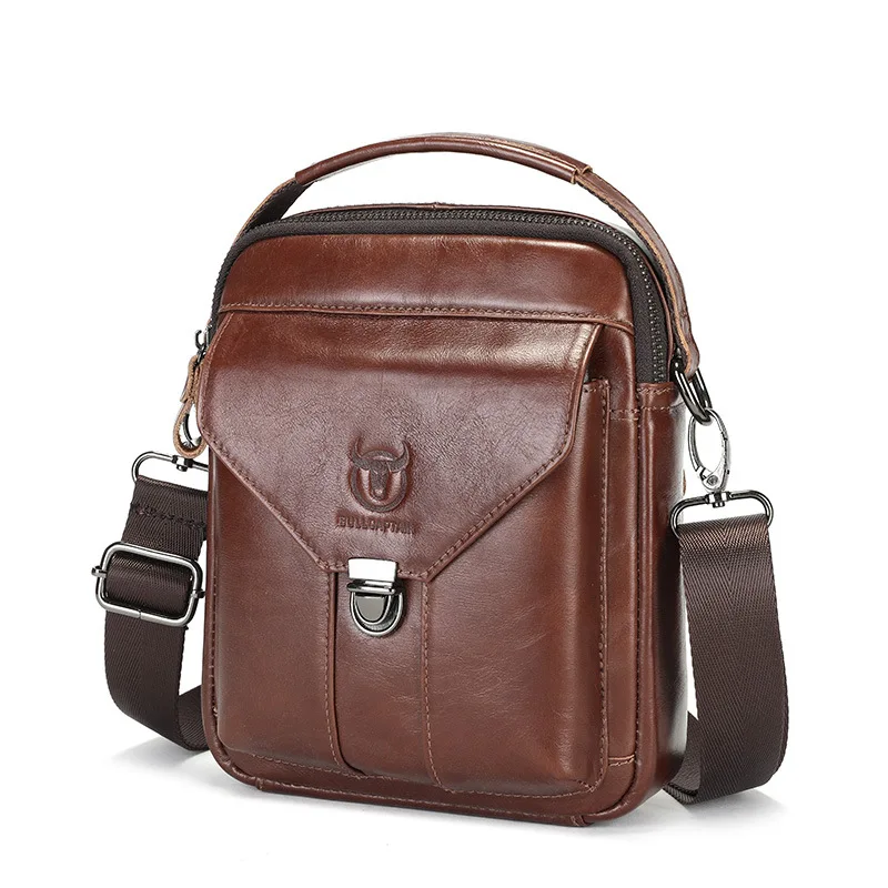 Brand men's leather bag crossbody bag 8-inch iPad shoulder bag luxury designer handbag with safety buckle messenger bag