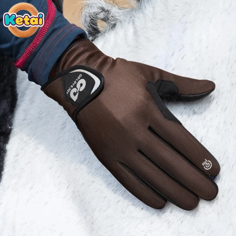 قفازات الفروسية، معدات التدريب على ركوب الخيل في الهواء الطلق، واقي من الشمس، مقاومة للاهتراء، مضادة للانزلاق، قفازات جميع الأصابع التي تعمل باللمس