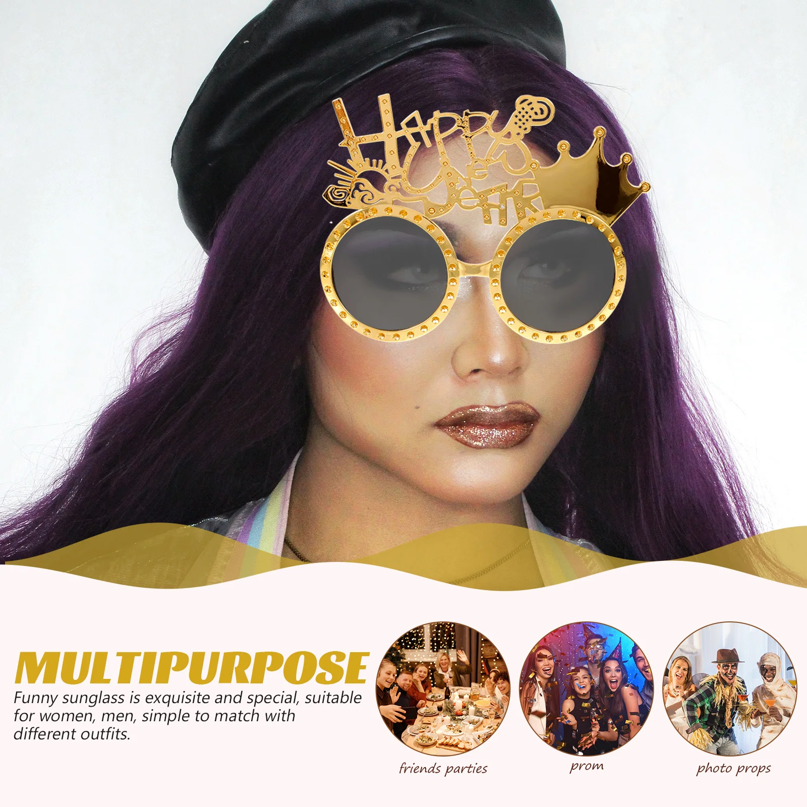 

Party Glasses Happy New Year Sunglasses Photo Props For New Year Eve Celebration Festive Eyewear Novelty Goggles Men Women