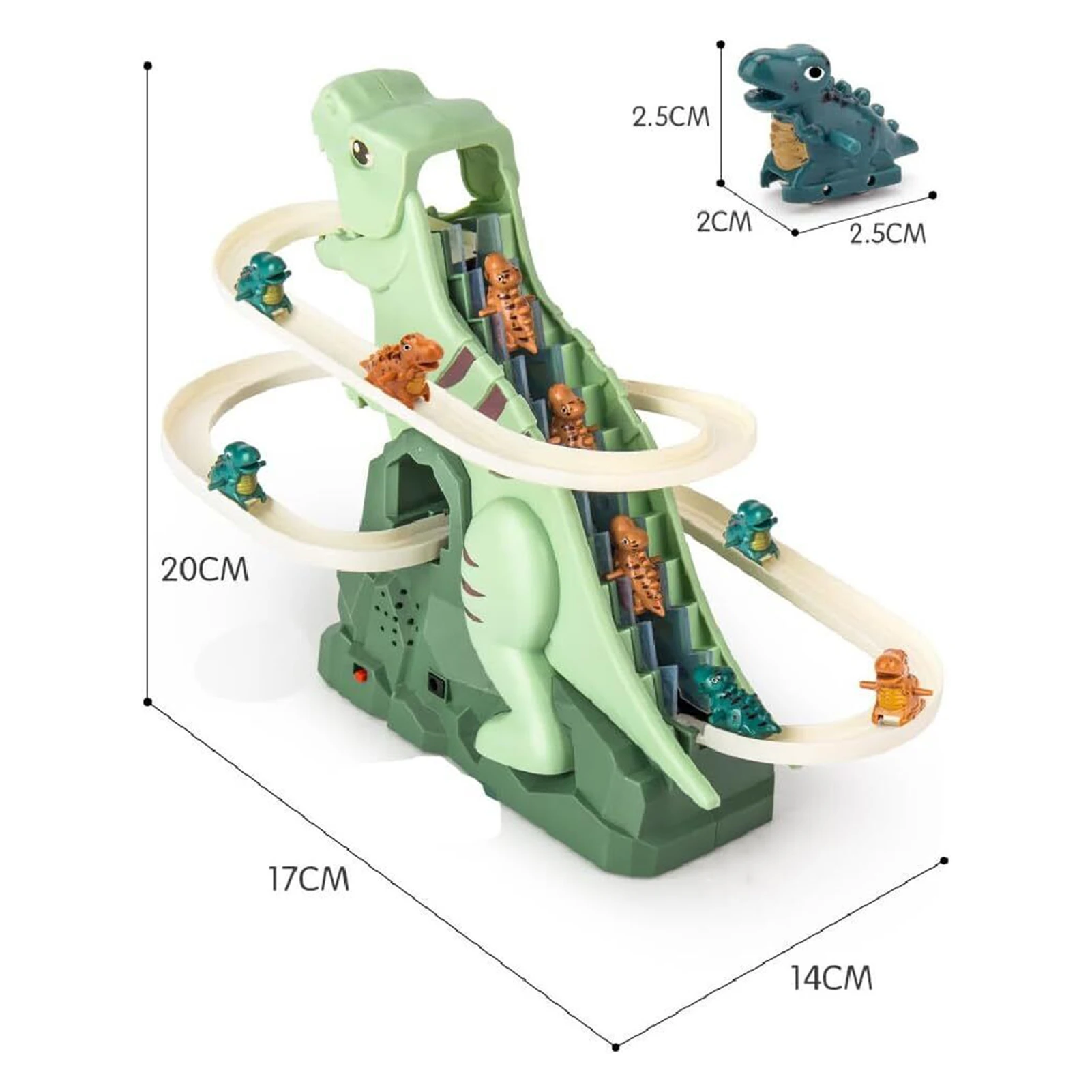 Dinosaurios de juguete con escaleras con luces y música, juguetes creativos de aprendizaje temprano, tobogán para bebé, educación preescolar, SDI99