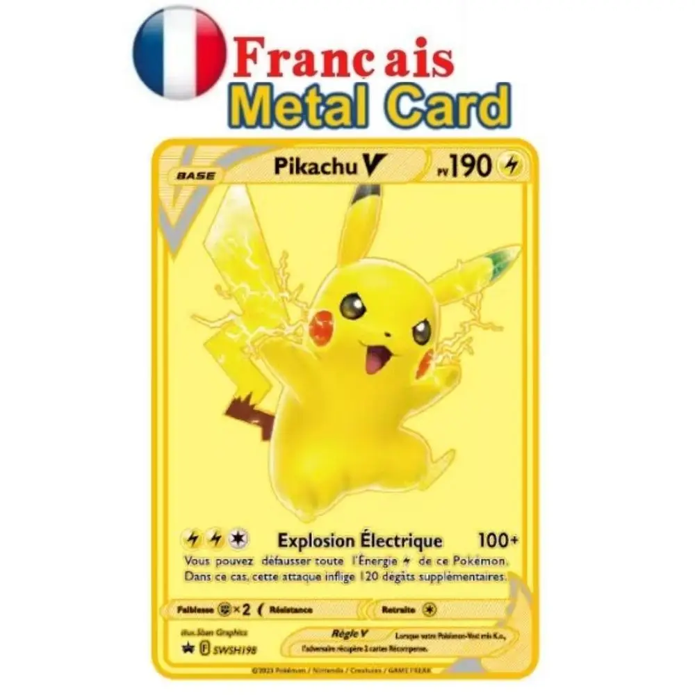 French Pocket Monster Card Metal Pocket Monster Letter Spanish Pocket Monster Iron Card Mewtwo Pikachu Gx Charizard Vmax Cartas