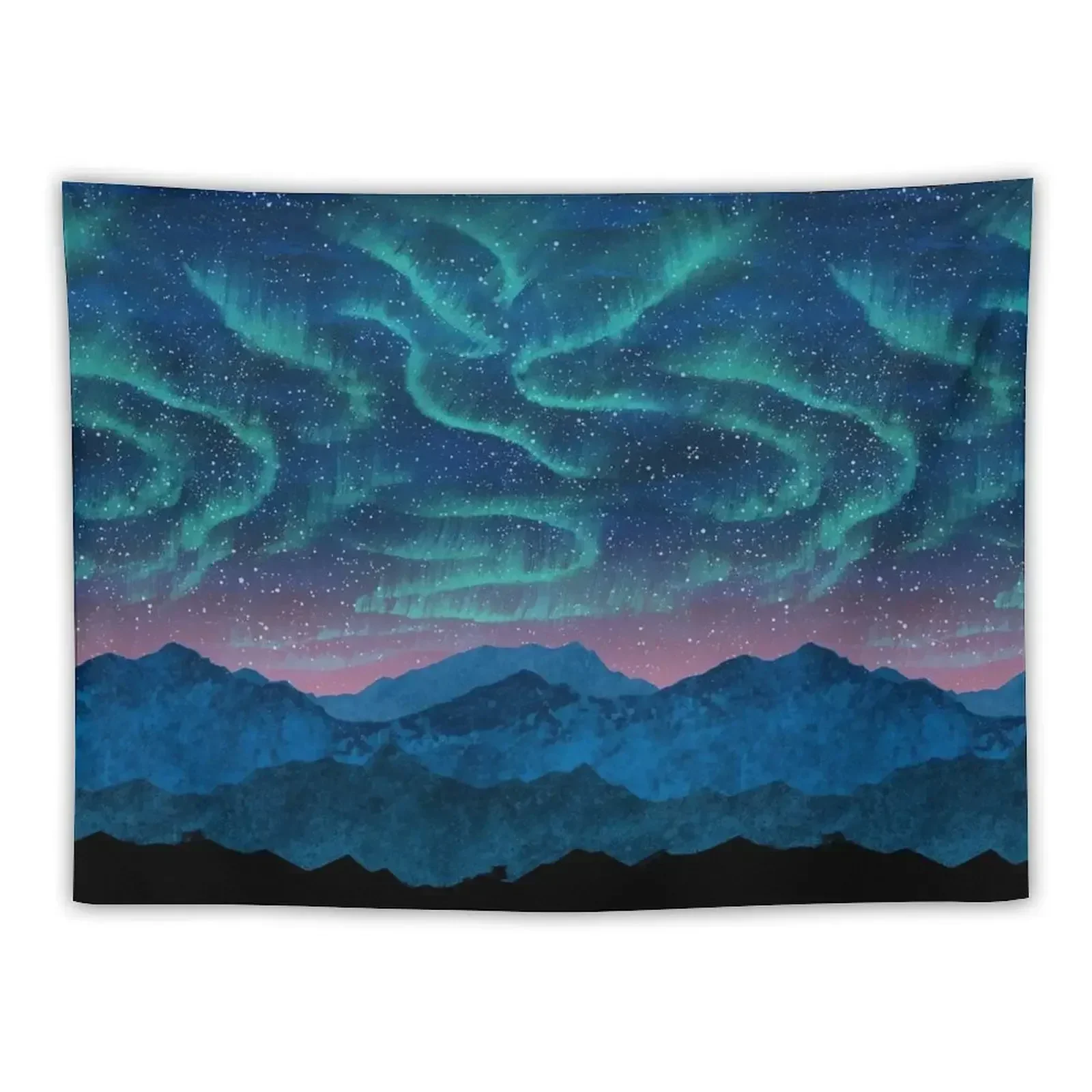 

Aurora borealis over mountains Tapestry Room Aesthetic Decor Wall Hanging Tapestry