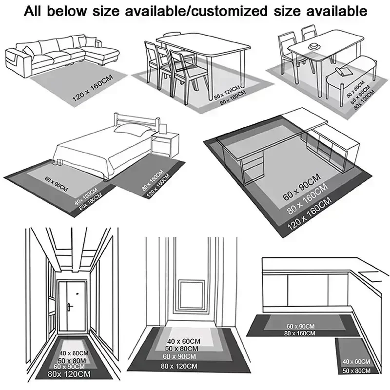 Geometric Black and White Carpet Vintage for Living Room Home Decor Sofa Table Large Area Rugs Bedroom Bedside Floor Retro Mat