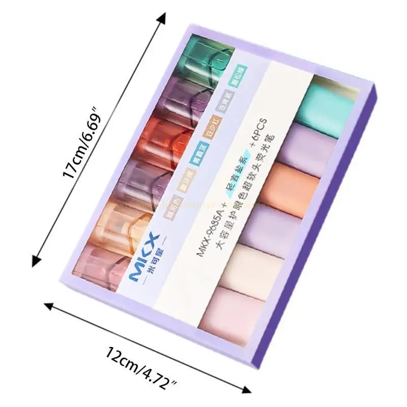 6 Pacote mini-marcadores fluorescentes