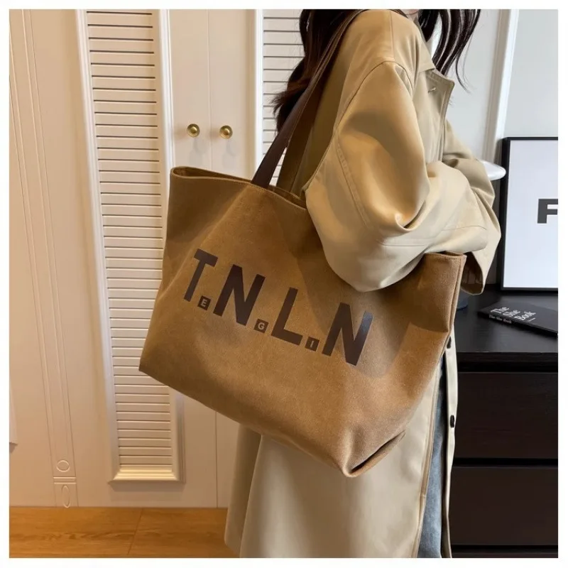 

Женская повседневная парусиновая сумка на плечо, большая сумка-тоут, прочная сумка для покупок