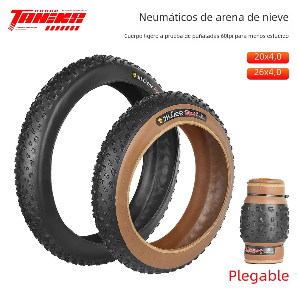 TANKE Anti pinchazos nieve playa bicicleta neumático MTB bicicleta antideslizante neumático ancho 20X4.0 24X4.0 26X4.0 neumático resistente a pinchazos invierno