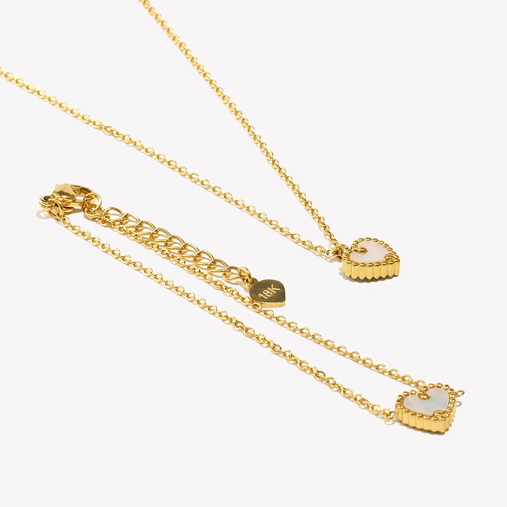 E.B.belle Single Shell Love Bracelet Necklace Set