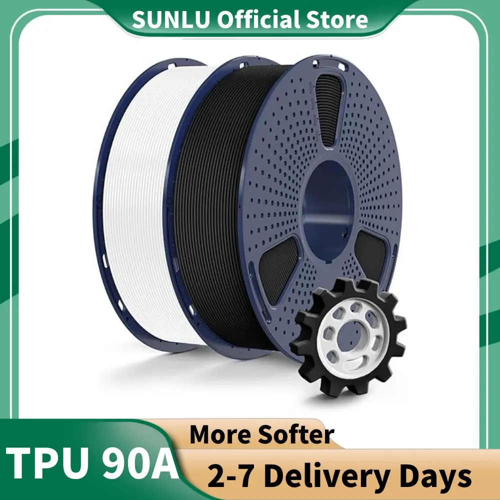 Filament d'imprimante 3D SUNLU TPU 90A, bobine 1,75 mm1 kg (325 M), 100% sans bulles, haute élasticité et résistant à l'usure, température d'impression 220-240 ℃
