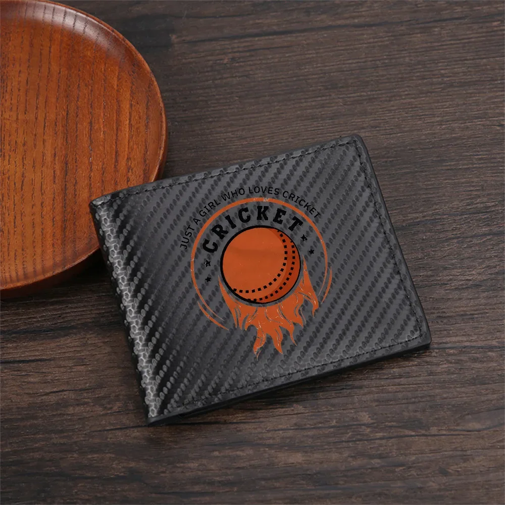 Cricket ball girl loves sport logo Men's Wallets Simple Business Modern Stylish Printing Design Gifts For Father Boyfriend Chris