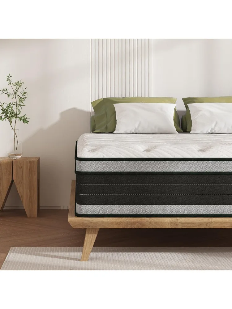 

Size Mattress, 12 Inch Hybrid Pillow Top Queen Mattresses in a Box with Gel Memory Foam & Individually Pocket Coils, Mediu