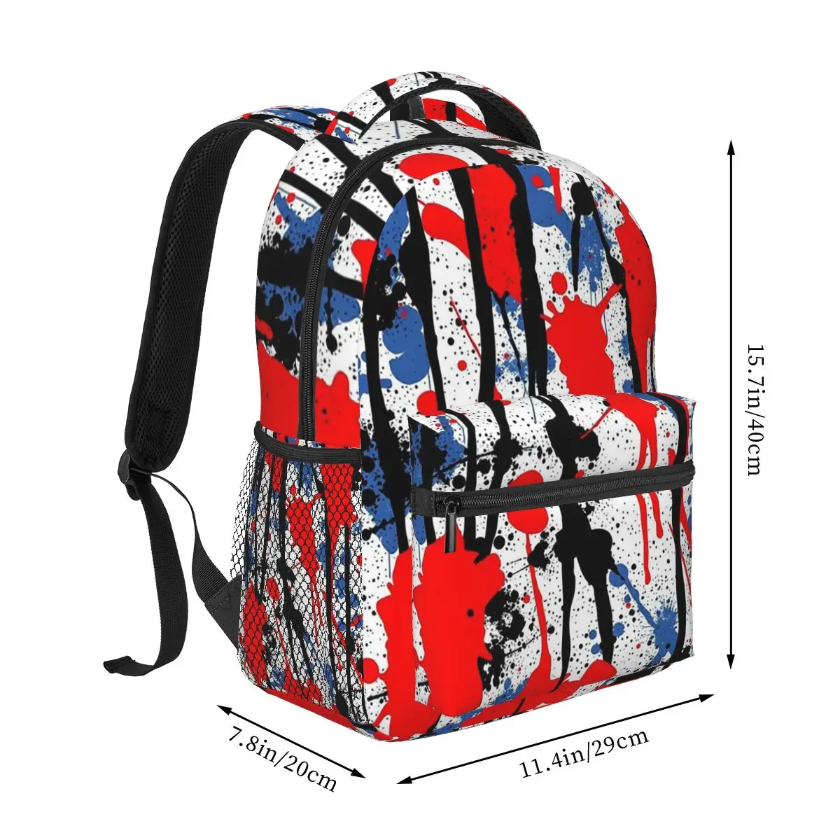 Red And Black Ink Splatter Painting Backpack Student Boys Girls BookBag Kids School Bag Laptop Shoulder Bags for Men Women