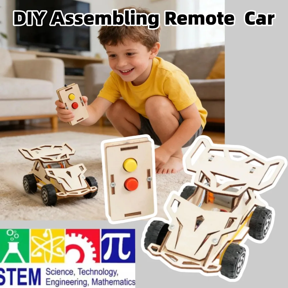 DIY Assembling Remote Racing Car Science Experiment Assembling Kits KIDS Gifts Puzzle Education Wooden Remote Control Car Toys