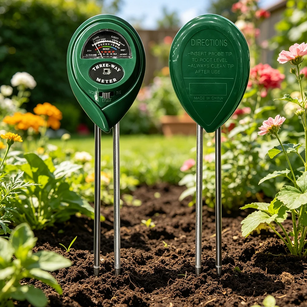 3 in1 Soil Water Moisture ph Meter Acidity Humidity Sunlight Light PH Test Moisture Meter Plant Outfdoor Soil Monitor Detector