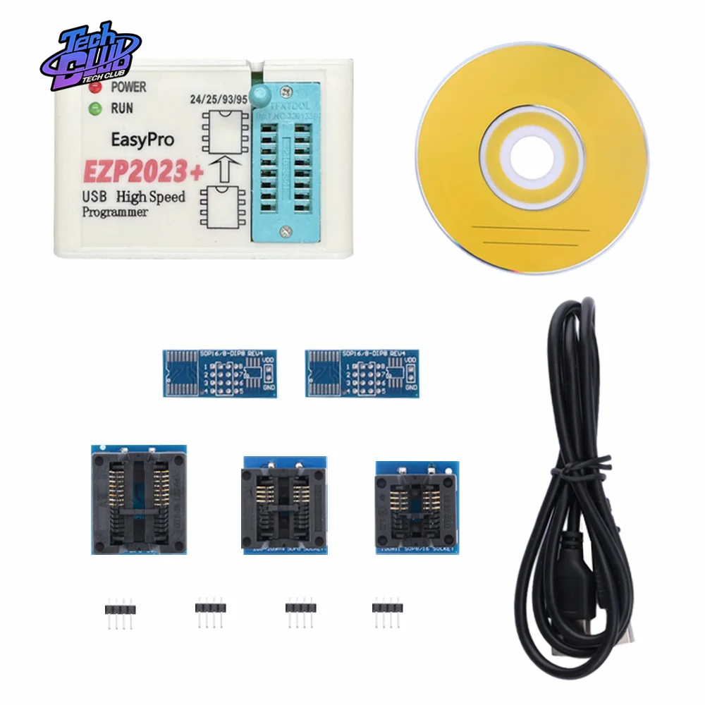 EZP2023 programmatore SPI USB ad alta velocità + 12 adattatori supporto 24 25 26 93 95 EEPROM 25 Chip Bios Flash