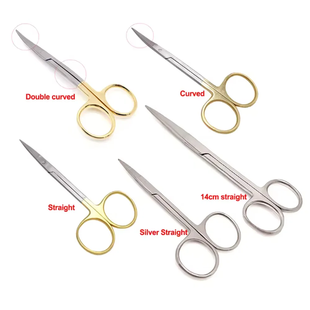 11.5cm 14cm Dental Surgical Scissors Straight and Curved Stainless Steel for Oral Ophthalmic Medical Procedures