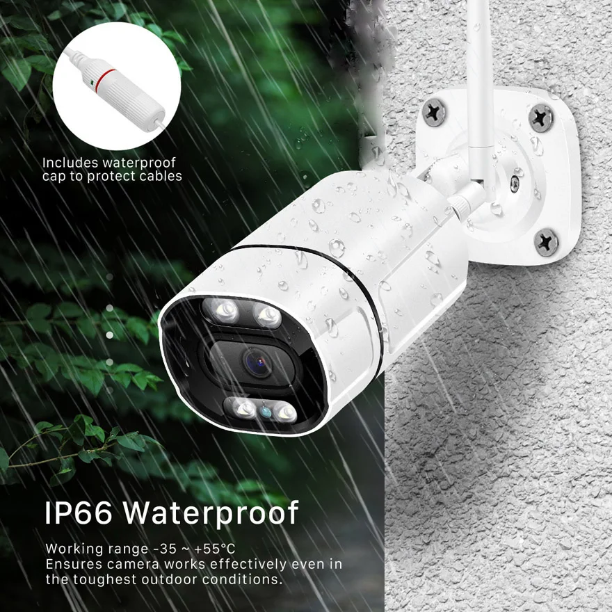 

Outdoor Waterproof WiFi IP Camera 2MP Dual Light Infrared Warm Light Color Night Vision Home Security Surveillance Camera