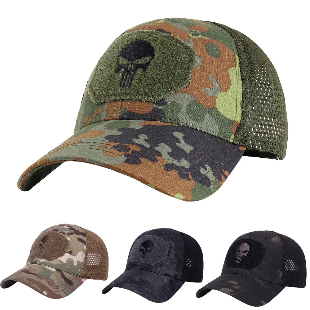 Skull Tactical Hat Military Army Cap Men Sun Cap Summer Hunting Jungle Hiking Fishing Sport Hat Camo Men Baseball Cap Quick-Dry