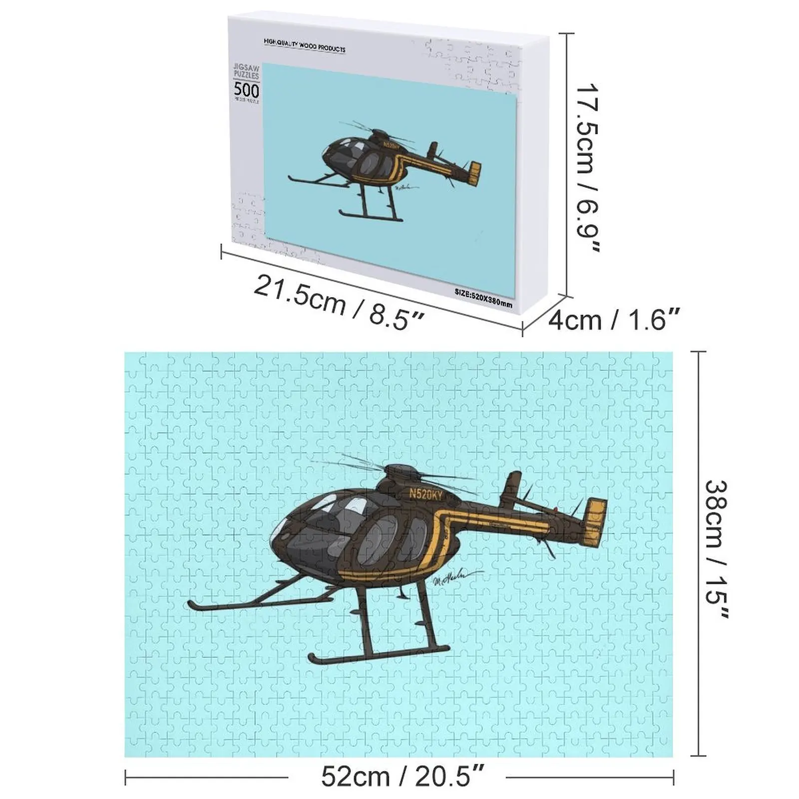 Md 500 notar helicóptero n520ky quebra-cabeça nome brinquedo de madeira personalizado para crianças presente da criança personalizado foto quebra-cabeça
