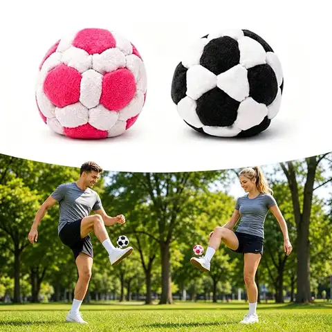 Interactive Plush Soccer Ball Sandbag Toy for Dogs, Soccer Ball Footbag Sandbag Kick Bag, Juggling Sandbag Toy for Outdoor Play