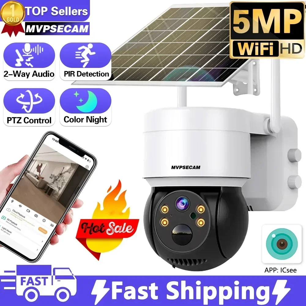 5MP Wireless Outdoor Video 2K WiFi Solar Camera Surveillance Home Security Protection Battery Long Standby Mini ICsee AI Human