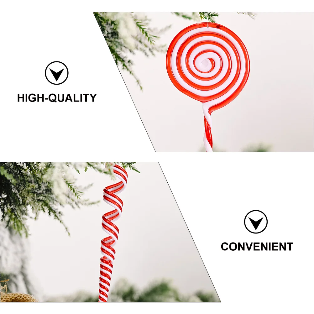 

6pcs Hanging Decoration Christmas Tree Ornaments Fake Candy Lollipop Pendant Xmas Party Decor Plastic Candy Cane Hanging