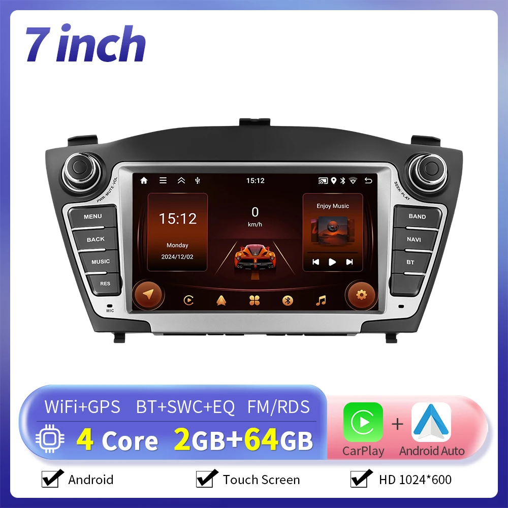 Camecho 2 + 64G Autoradio Voor Hyundai Tucson/IX35 2009-2015 Multimedia Speler Draadloze Carplay Android Auto GPS Stereo Wifi RDS